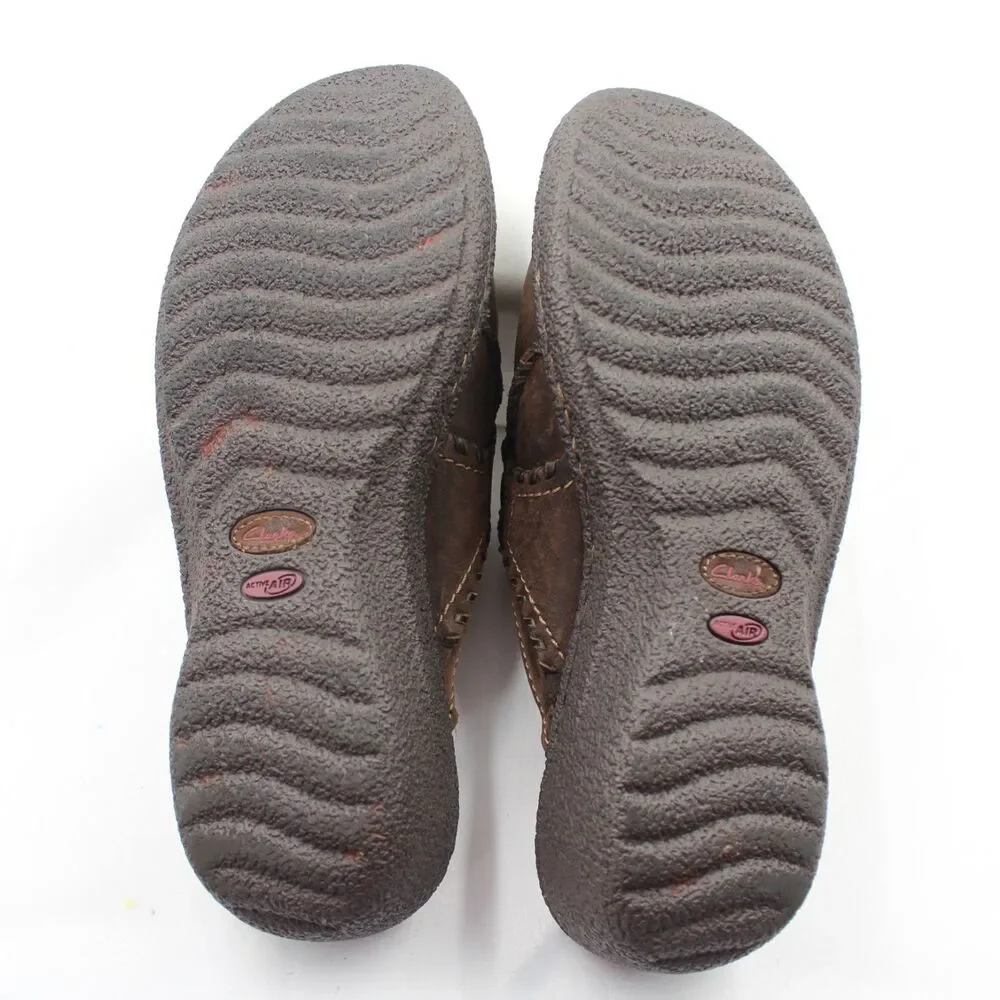 Clarks Artisan Women’s Size 7 Leather Slip-On Mules Clogs Comfort Shoes Brown